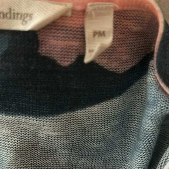 Soft Surroundings Evening Primrose Tunic Sweater, Sz M Petite, Cutout, Blue - Picture 6 of 7